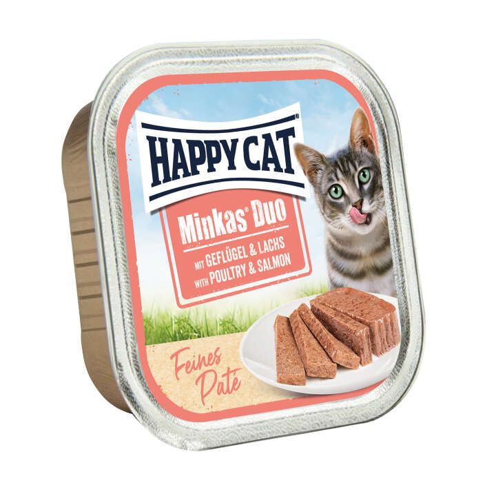 HAPPY CAT Katzen-Nassfutter Minkas Duo Geflügel & Lachs Paté